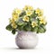 Photorealistic Yellow Violas In White Vase - Zbrush Style