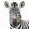 Photorealistic Zebra Portrait On White Background