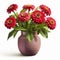 Photorealistic Zinnia In Modern Mat Ceramic Vase