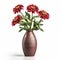 Photorealistic Zinnia In Modern Mat Ceramic Vase