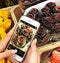 Photos with chocolate flowers and phone