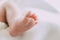 Photos closely at the foot of tiny baby