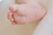 Photos closely at the foot of tiny baby