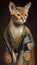 Photoshoot of Unique Cultural Apparel:  Elegant Abyssinian Cat in a Traditional Japanese Kimono (Generative AI)