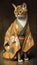 Photoshoot of Unique Cultural Apparel:  Elegant Abyssinian Cat in a Traditional Japanese Kimono (Generative AI)