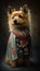 Photoshoot of Unique Cultural Apparel:  Elegant Australian Terrier Dog in a Traditional Japanese Kimono (Generative AI)