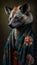 Photoshoot of Unique Cultural Apparel: Elegant Hyena Animal in Traditional Japanese Kimono (Generative AI)