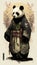 Photoshoot of Unique Cultural Apparel: Elegant Panda Animal in Traditional Japanese Kimono (Generative AI)