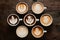PhotoStock Collection of mixed cup macchiato captured in top view foodgraphy