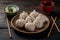 PhotoStock Elegant capture of traditional Japanese dumplings, dango, in studio lighting