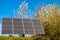 Photovoltaic panels, blue sky and trees