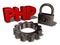 Php tag, padlock and cogwheel