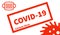 Phrase covid-19 and corona virus with icons.The image is isolated on a white background.