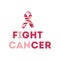Phrase fight cancer Breast Cancer Awareness Month background design. Breast cancer awareness pink ribbon