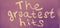 The phrase The greatest hits is handwritten in yellow chalk on a pink blackboard