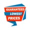 Phrase Guaranteed lowest prices, vector illustration