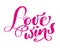 Phrase Love wins on Valentines Day Hand drawn typography red lettering isolated on the white background. Fun brush ink