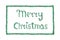 Phrase Merry Christmas made of shiny green tinsels on white background