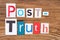 Phrase `Post-Truth` in cut out magazine letters