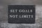 The phrase set goal not limits is standing on a textured background, business strategy
