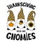 Phrase Thanksgiving with my gnomes. Vector illustration. Leopard print