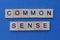 Phrase of  two gray words common sense of small wooden letters