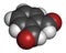 Phthalaldehyde (ortho-phthalaldehyde, OPA) disinfectant molecule.  3D rendering. Atoms are represented as spheres with