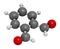 Phthalaldehyde ortho-phthalaldehyde, OPA disinfectant molecule. 3D rendering. Atoms are represented as spheres with.