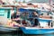 Phu Quoc island, Vietnam - November 19, 2014: Portrait Vietnamese fishermen on the beach in Vietnam