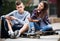 Phubbing: teenager ignore his friend