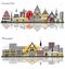 Phuket and Chiang Mai Thailand City Skyline Set