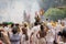 PHUKET- OCT 07 : Taoism participants in a street procession of t