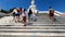 Phuket, Thailand, February 02, 2020: Tourists climb the stairs to the Big Buddha statue on a sunny day