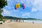 Phuket, Thailand - Jun 16, 2019 : Parasailing take-off at Patong