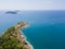 Phuket Thailand. Landscape aerial view of drone Scene of lake or sea and coast