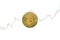 Physical coin of bitcoin crypto currency. Trade chart background