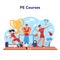 Physical education lesson school class concept. Students doing