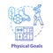Physical goals concept icon. Sports determination. Body building. Muscular athlete. Sport workout. Self-development idea