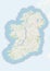 Physical map of the country of Ireland colored
