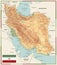 Physical map of Iran Old Colors