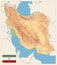 Physical map of Iran Retro Colors. No text