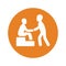 Physical support, assistance icon. Rounded orange color vector