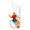 Physically disabled flag bearer with blank standard - isometric