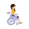 Physically Handicapped Person Living Full Happy Life With Disability Illustration With Smiling Woman In Wheelchair