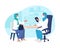 Physician office visit 2D vector isolated illustration