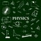 Physics, natural science theory and formulas on the school blackboard - Vector Graphics