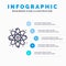 Physics, React, Science Line icon with 5 steps presentation infographics Background