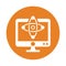 Physics, research, atom icon. Orange color vector EPS