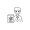 Physics teacher line icon