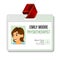 Physiotherapist Identification Badge Vector. Woman. Id Card Blank. Clinic. Hospital. Specialist Person. Flat Cartoon